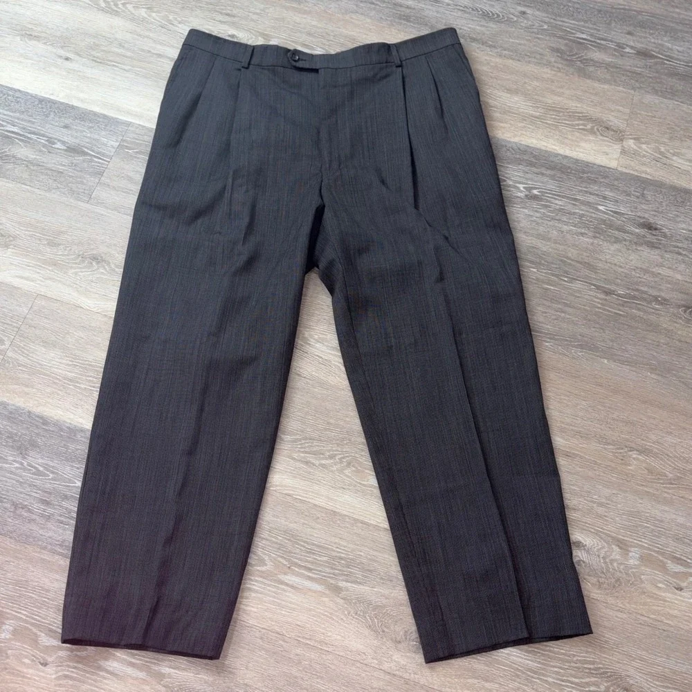 Hart Schaffner Marx Mens Charcoal Gray Pleated Dress Pants 38x30 Trousers